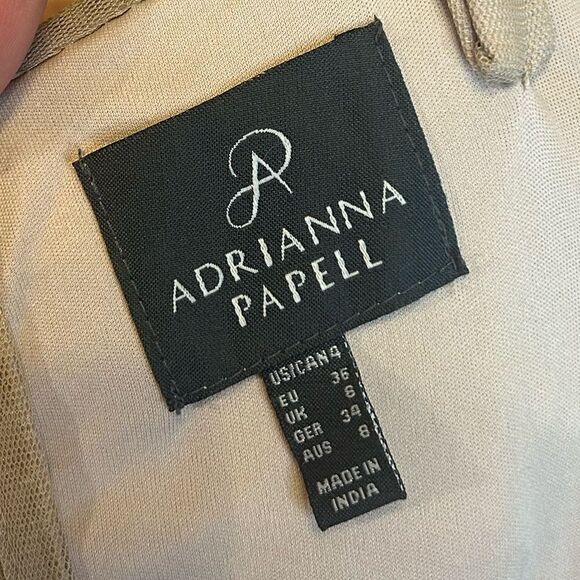 Adrianna Papell Hand-beaded Blouson Long Sleeveless Gown in Nude Size 4 - Picture 6 of 9